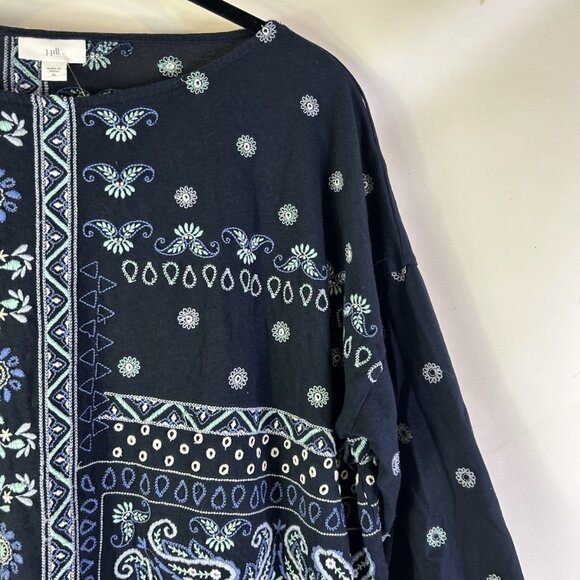 J.Jill Shirt Paisley Floral Embroidered Boat Neck Boxy - Picture 5 of 7